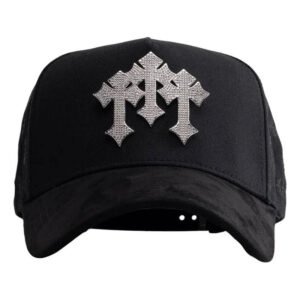 Barbas Hats CHROME I gorra premium negra con logotipo cromado
