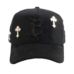 Barbas Hats B CROSS 24K ROSE GOLD gorra premium negra con cruz rose gold 24K